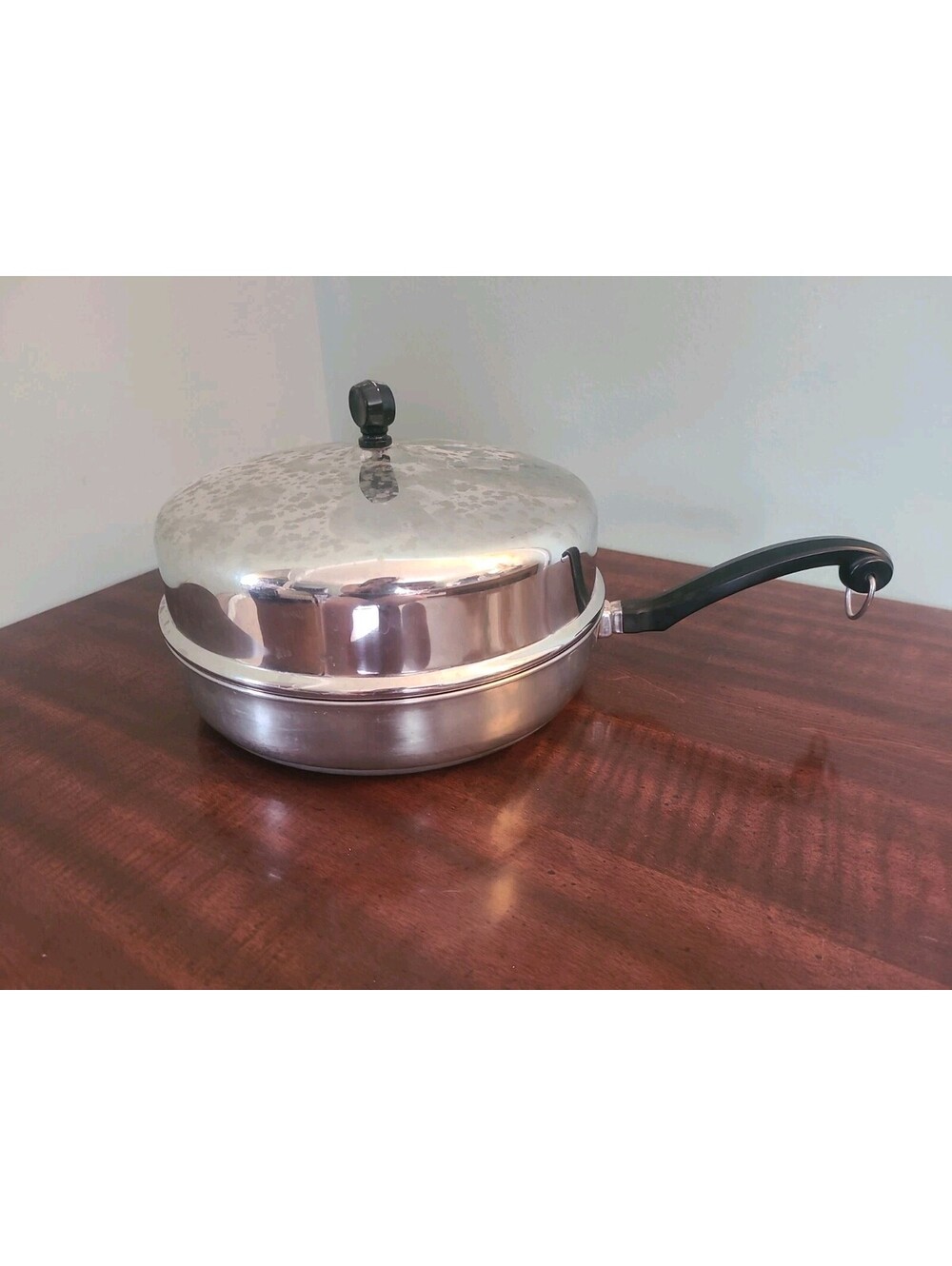 Vintage FARBERWARE 10.5" Skillet Frying Pan  w/Lid Alum Clad